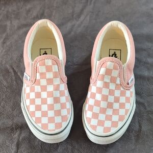 Vans Kids Pink and White Checkered Slip-On Sneakers